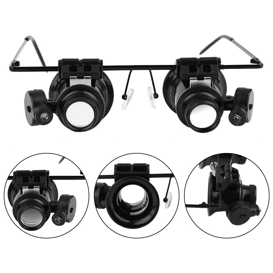 Kính lúp độ phóng đại 20X có đèn LED chuyên dụng cho sửa chữa đồng hồ trang sức