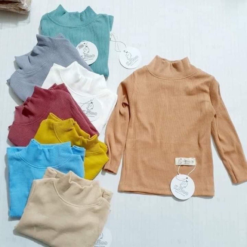 Áo thun gân tăm cổ 3 phân giữ ấm cho bé hàng loại 1