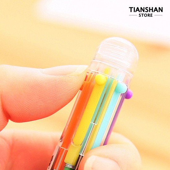 Bút bi mực dầu 6 màu viết trơn tru dành cho học sinh dùng trong trường học