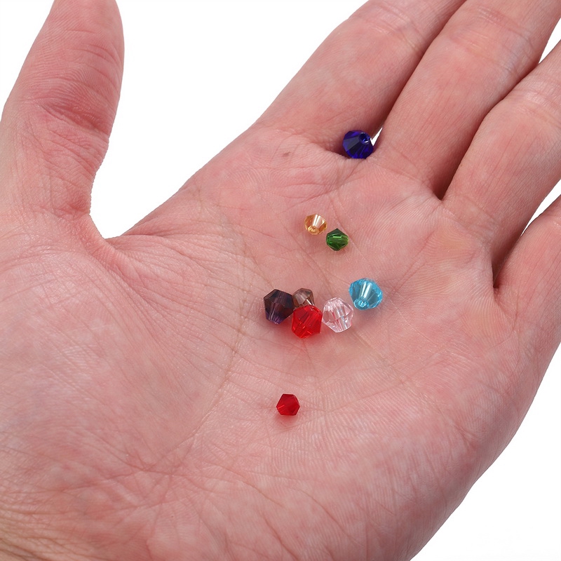 Set hạt bicone thuỷ tinh đa diện pha lê nhiều màu làm trang sức