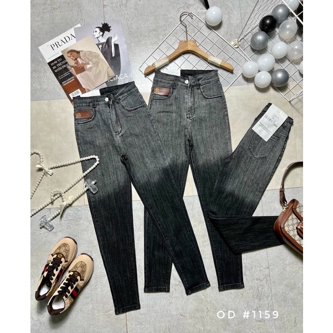 Quần jeans bó loang màu rách 3 cạp cao dáng chuẩn | BigBuy360 - bigbuy360.vn