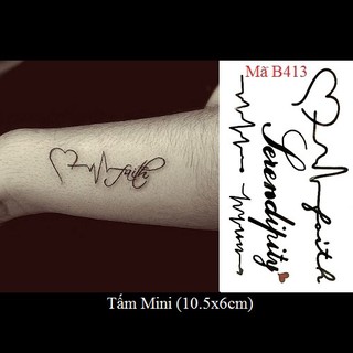 Xăm dán Tattoo nhịp tim chữ B413