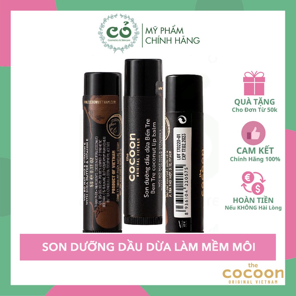 Son Dưỡng Mềm Môi Dầu Dừa Bến Tre Cocoon 5g