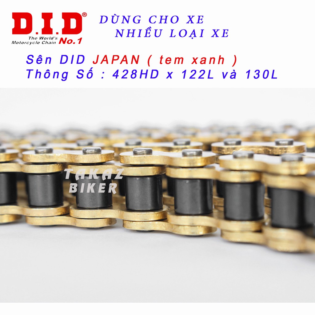 Sên Vàng DID 428D 9 Ly - 428HD 10 Ly - 122L - 130L - Made in Japan SND DID Ya R15 V3 - FZ150 - Exciter150