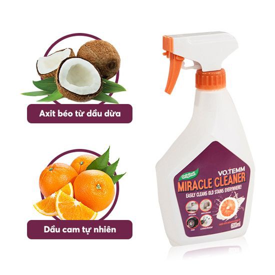 Nước xịt tẩy rửa đa năng Votemm HQ, lau bếp,ô tô, nhà cửa...có vòi xịt, 1 chai 600ml dùng khoảng 6 tháng