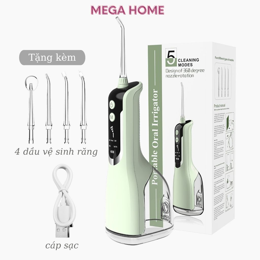 Máy tăm nước Portable Oral Irrigator 5 chế độ chăm sóc răng miệng, Bảo hành 6 tháng - L12