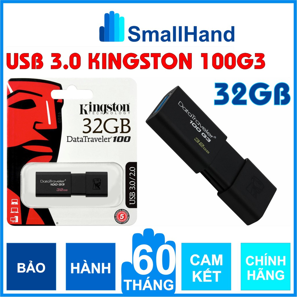 USB 3.0/32GB Kingston DataTraveler 100G3 – Chính hãng – Bảo hành 5 năm