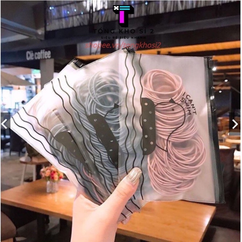 Set 100 thun cột tóc trơn màu