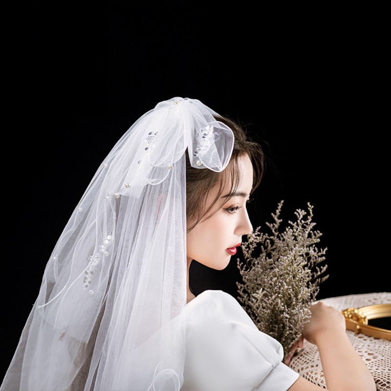 Mạng Che Mặt Ngắn Bằng Vải Tuyn Màu Trắng Nhiều Tầng Kèm Lược Trang Trí Đám Cưới