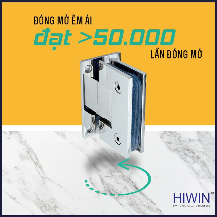 Bản lề phòng tắm kính 90 độ kính tường đế cân cạnh thẳng chất liệu inox 304 mặt gương HIWIN HG-009 (dày 5mm)