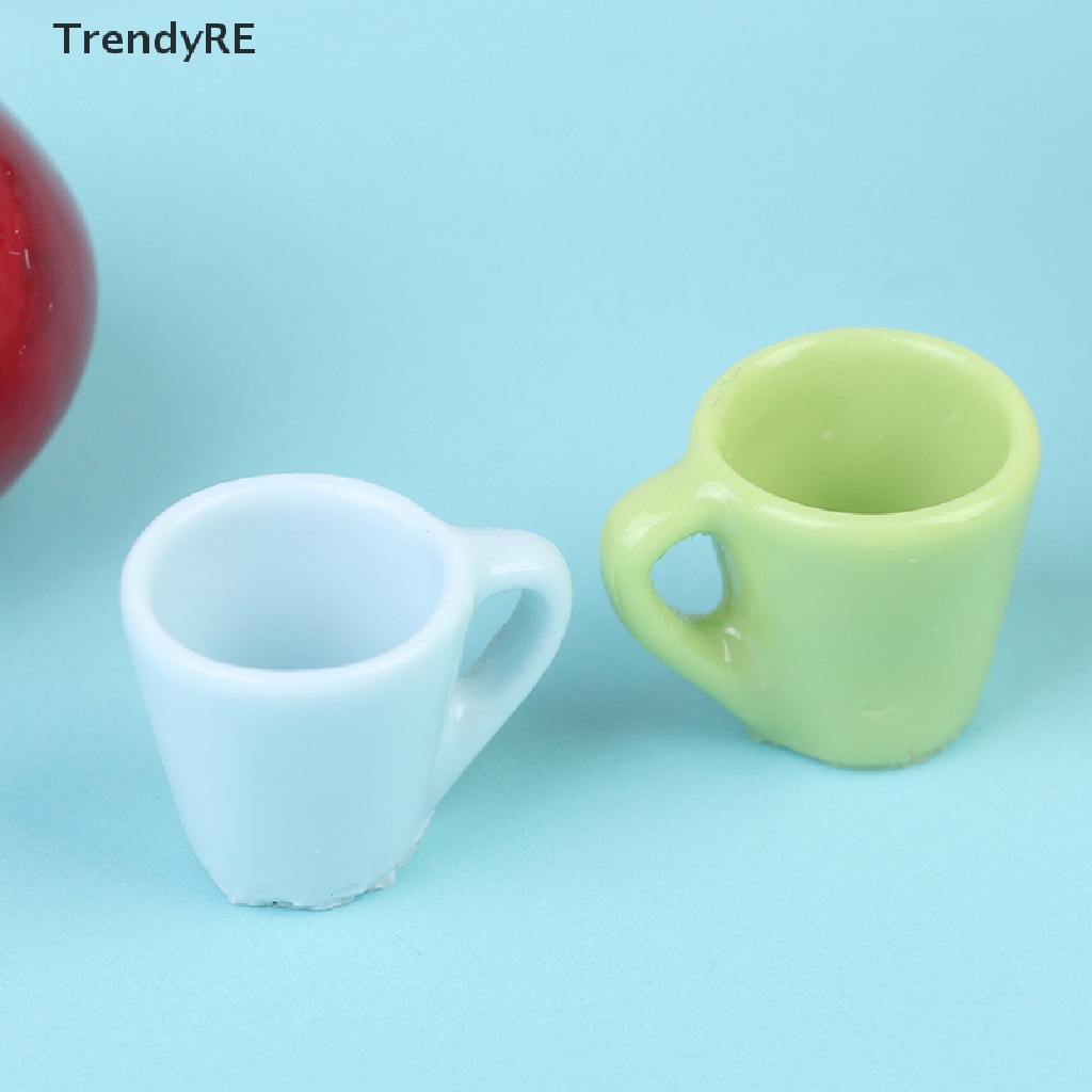 Trendy 4Pcs/Set Doll House Candy Color Mini Mug Japanese Water Cup Scene Props RE