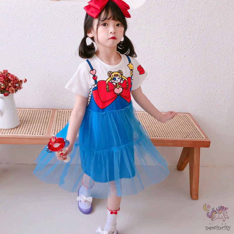 Đầm In Hoạt Hình Cho Bé Gái