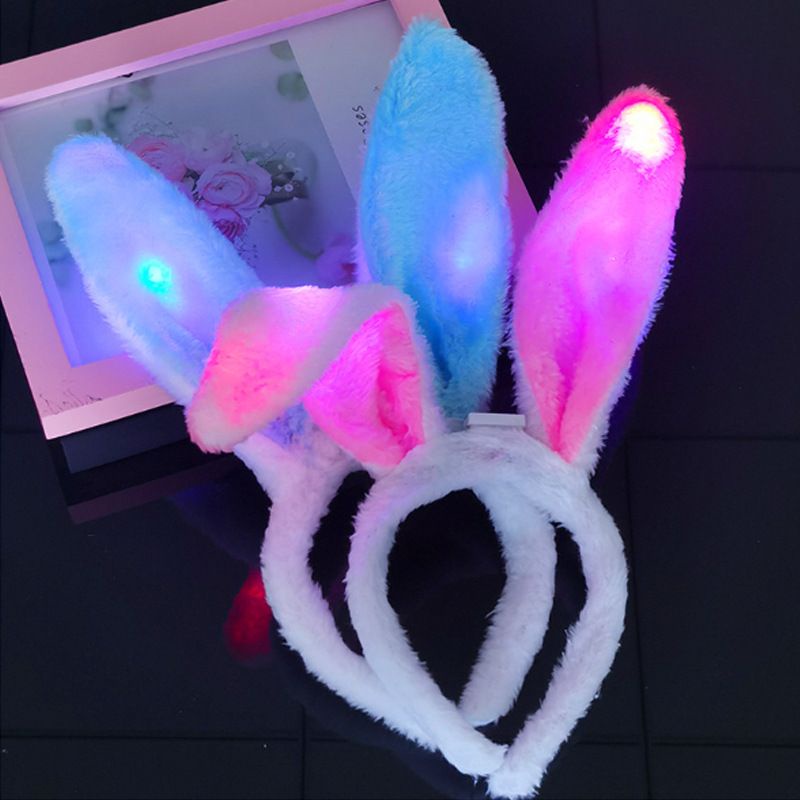 Băng đô cài tóc bằng vải tai thỏ có đèn led NV9