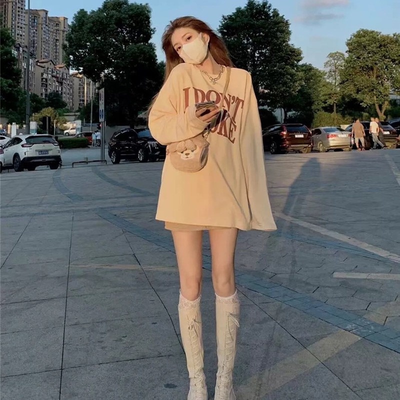 Nỉ Dài Tay Dont Smoke Stormi.st Unisex  Áo form rộng tay bồng màu be kiểu dáng dài oversize 3158 hàn quốc đẹp