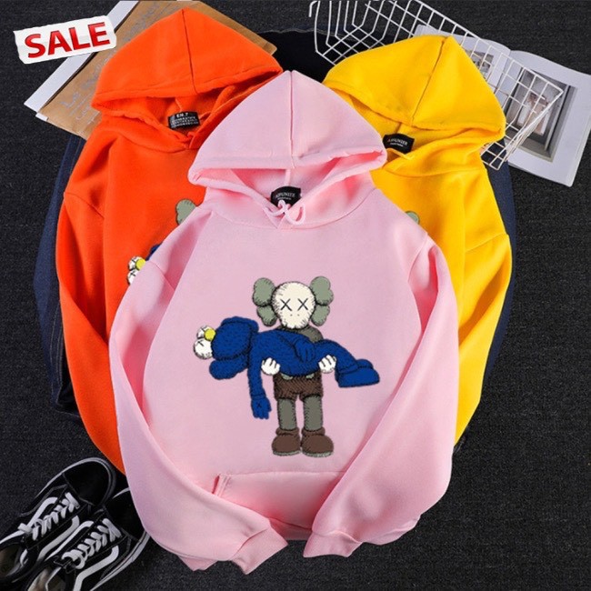 Áo Hoodie Nam Nữ Nỉ Bông Hình Kaws Xanh Unisex