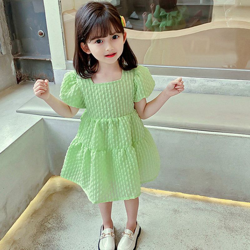 Đầm Công Chúa Tay Ngắn Thắt Nơ Lưng Se7en Cho Bé Gái