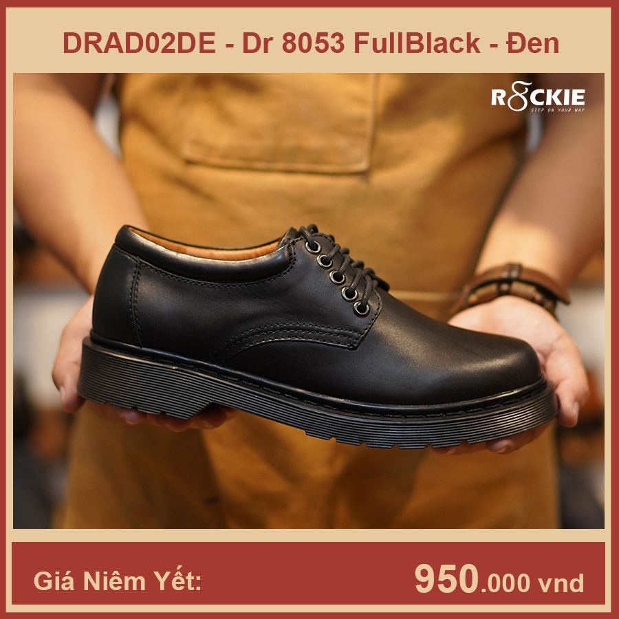 Giày da nam Da thật Dr 8053 Fullblack - Da anyline Nappa - Fullblack- DRAD02DE - Phát hiện giả da đền gấp 10 - R8ckie