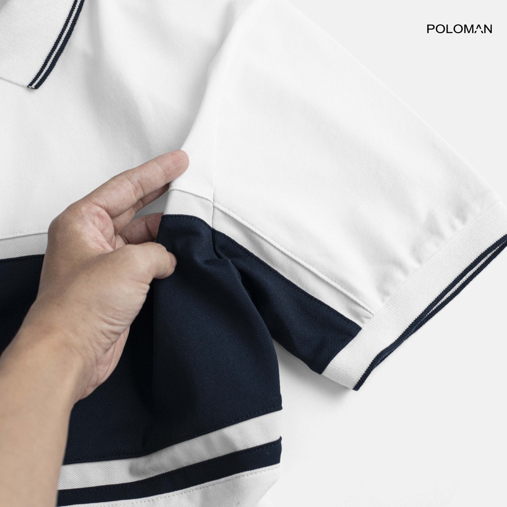 Áo Polo nam cổ bẻ phối UCO vải cá sấu Cotton xuất xịn,chuẩn form,sang trọng-lịch lãm màu TRẮNG P44 - POLOMAN | BigBuy360 - bigbuy360.vn