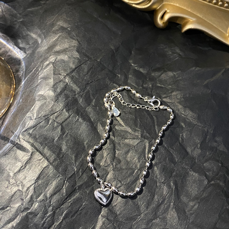 Vòng tay 23593 hạt gạo phối mặt hình trái tim thời trang Hàn Quốc cá tính phù hợp với mọi phong cách cho cặp đôi