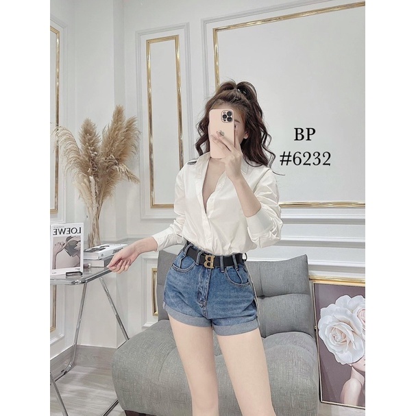Quần short jean kèm đai B