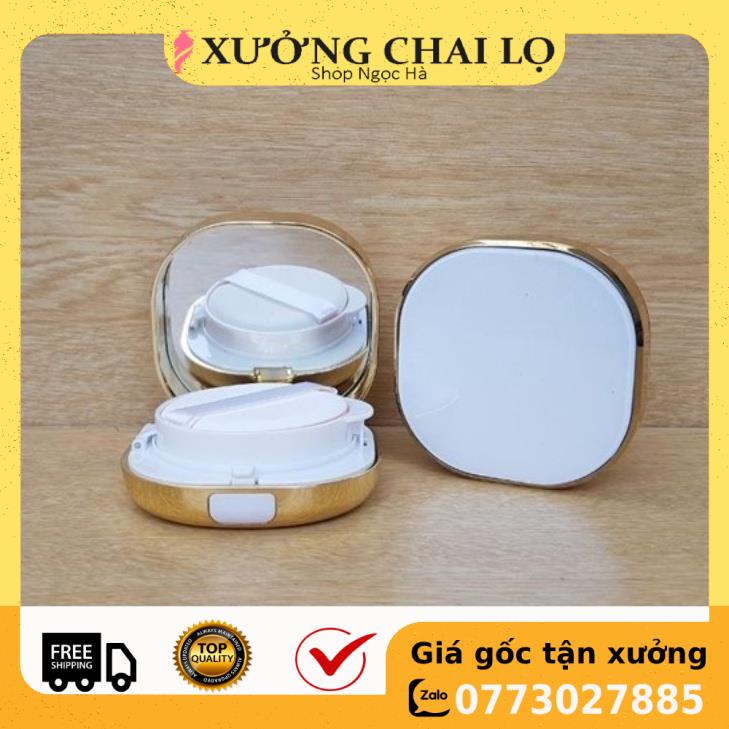 Hộp Phấn Cushion Viền Vàng,Hồng 15g chiết mỹ phẩm , phụ kiện du lịch