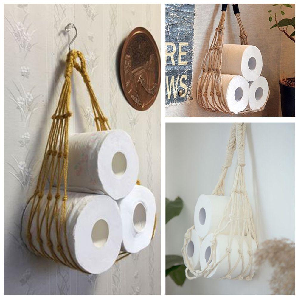 Giá Đỡ Cuộn Giấy Vệ Sinh Gắn Tường Bằng Dây Thừng Cotton Phong Cách Bắc Âu