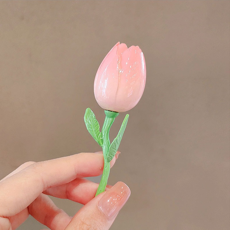 Kẹp Tóc Hình Hoa Tulip Hồng Phong Cách Hàn Quốc Ngọt Ngào