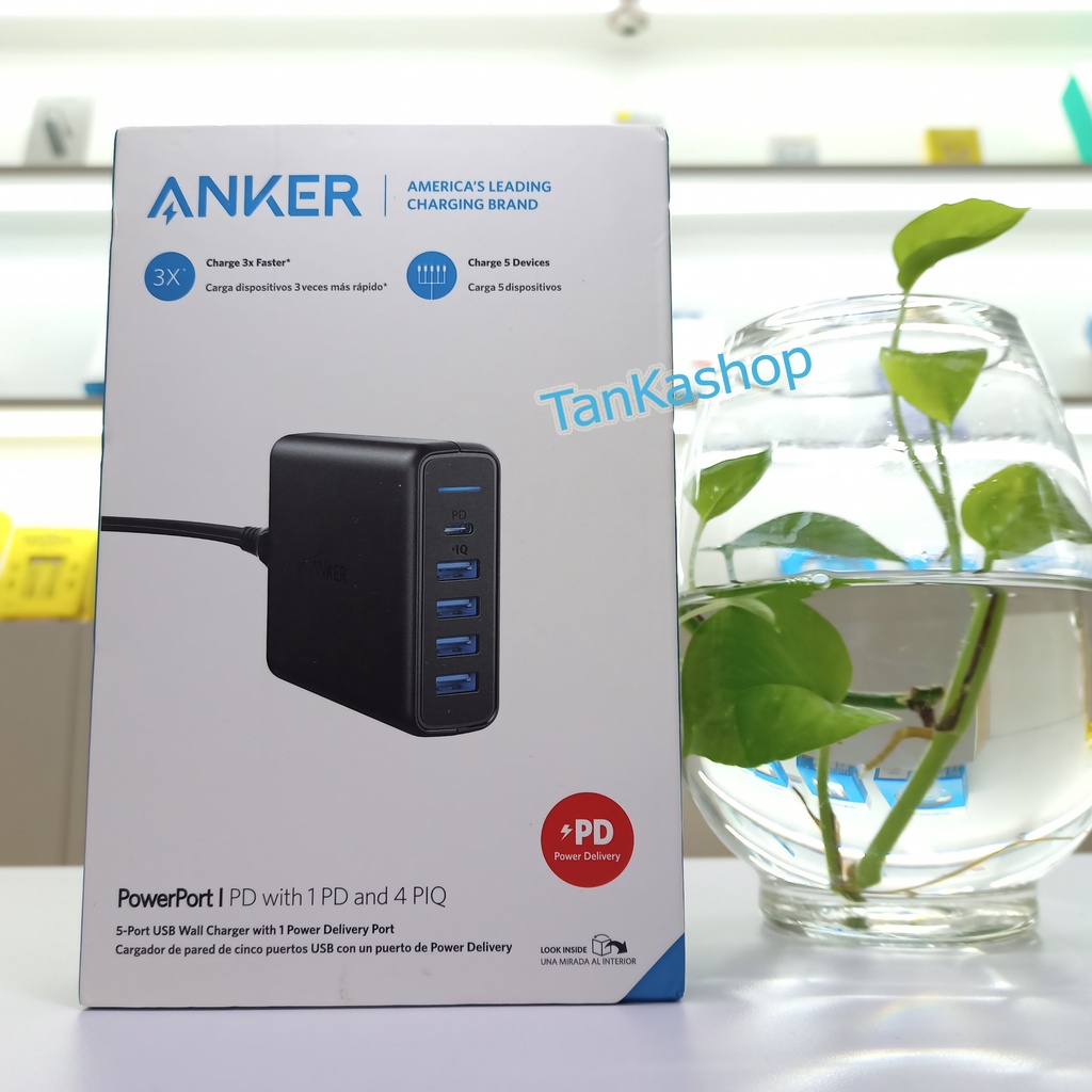 Sạc ANKER PowerPort Speed 5 60w , 1 USB-C PD , 5 USB A IQ - A2056
