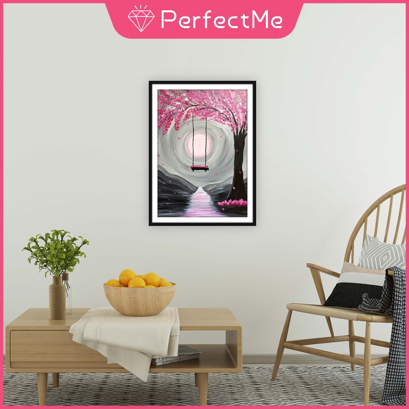 Bộ tranh đính đá 5D họa tiết cây anh đào độc đáo kích thước 30x40cm DIY dùng trang trí nhà cửa