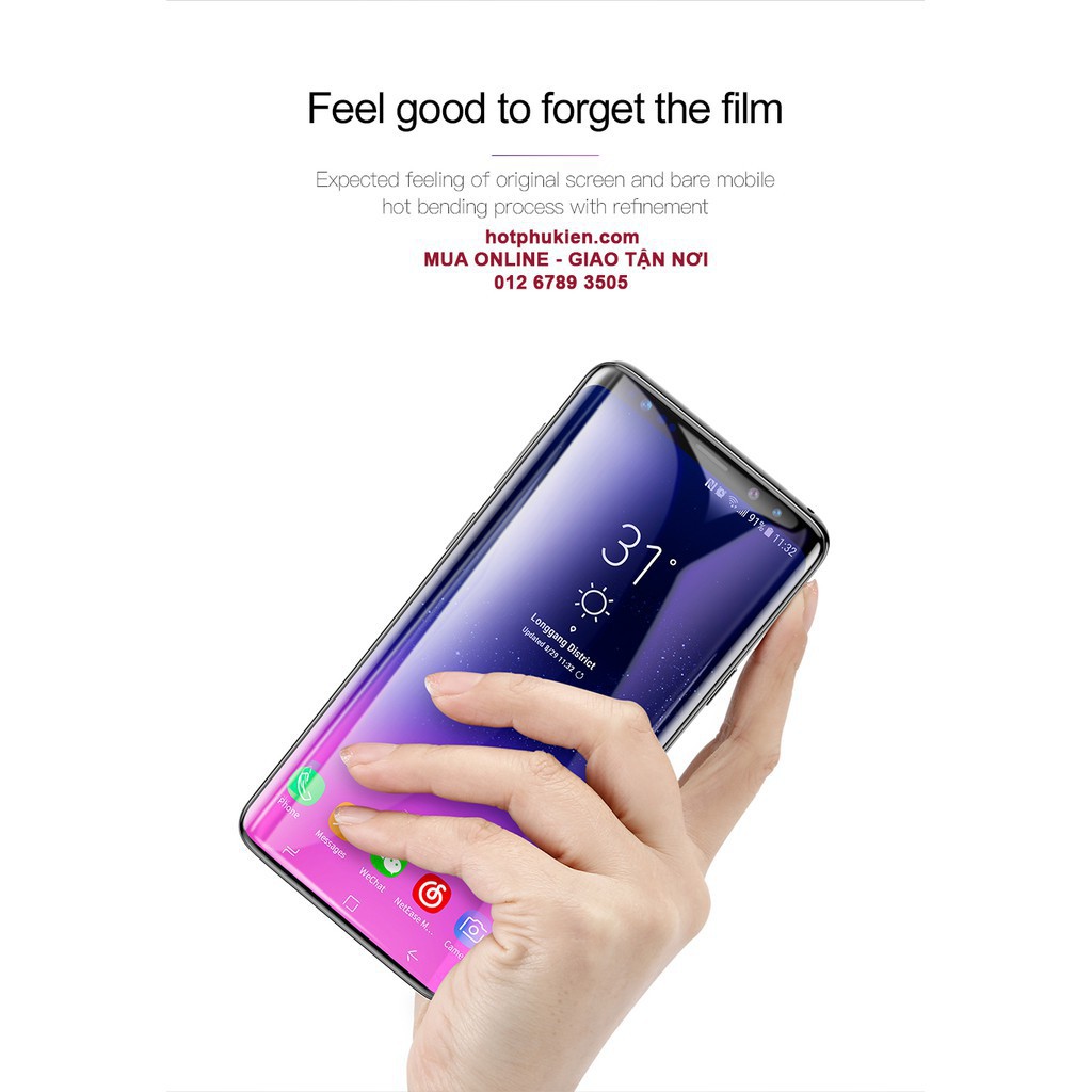 [BH 1 ĐỔI 1] Miếng dán Kính cường lực 3D Arc full màn hình Samsung Galaxy S9 Plus chính hãng Baseus