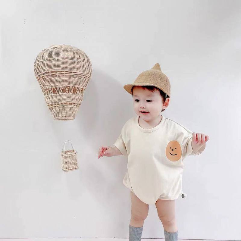 Bộ Áo Liền Quần Tay Ngắn Chất Liệu Cotton In Họa Tiết Hoạt Hình Thời Trang Mùa Hè Cho Bé Trai Và Gái