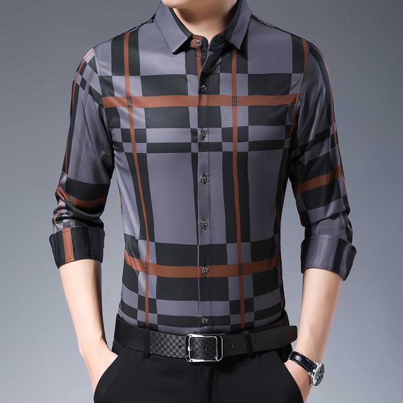 Áo Sơ Mi Nam Tay Dài Họa Tiết Caro Thời Trang