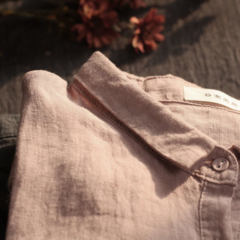 Áo Sơ Mi Vải Lanh Cotton Tay Dài Dáng Rộng Phong Cách Mới Cho Nữ