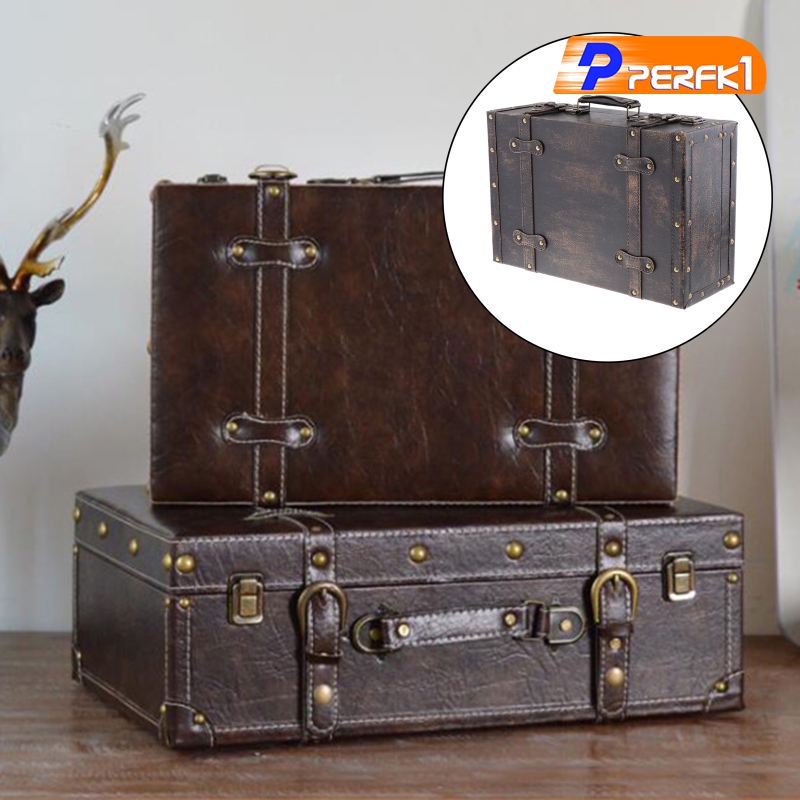 Hộp đựng đồ kiểu vali bằng gỗ phong cách cổ điển dùng để sắp xếp và trang trí nhà cửa