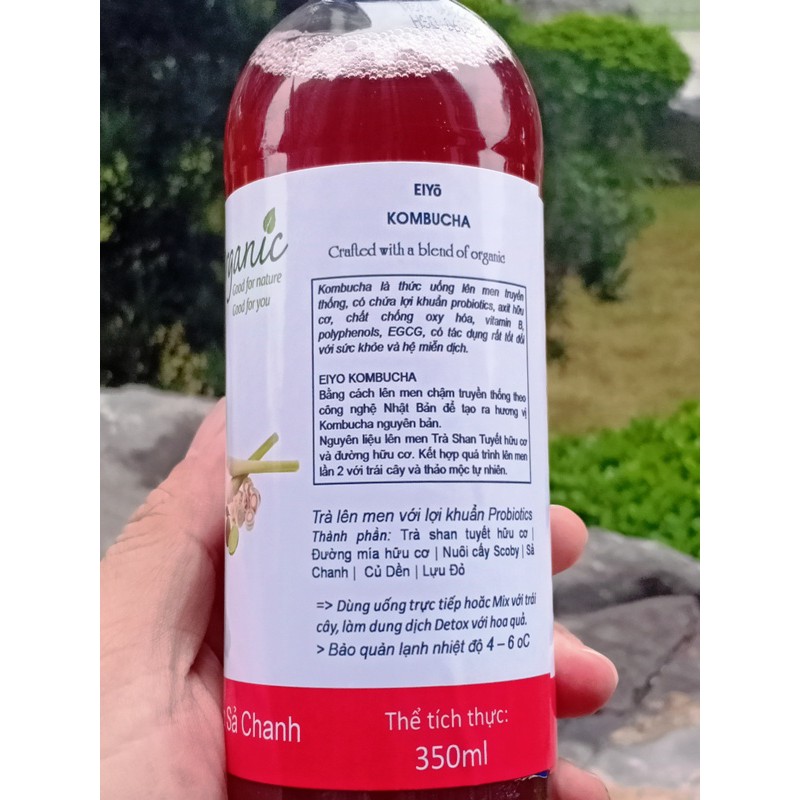 TRÀ KOMBUCHA ORGANIC -  HƯƠNG SẢ CHANH (Thùng 6 CHAI).