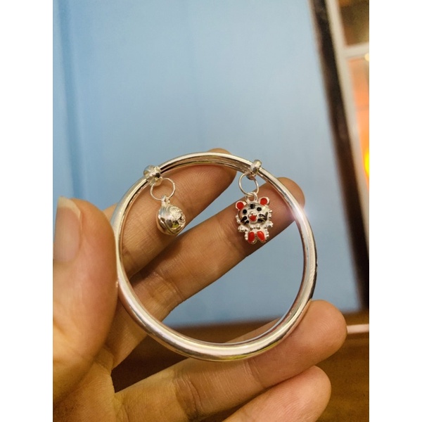 Vòng tay trẻ em hổ chuông bạc ta chuẩn 99 NGỌC MẬU