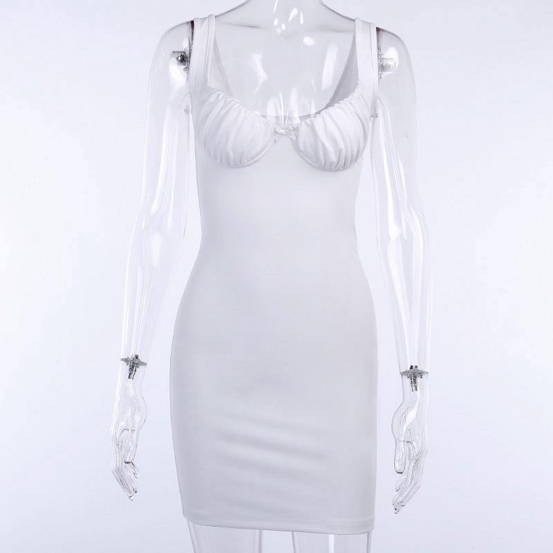 Đầm sát nách cổ chữ U thiết kế màu trơn quyến rũ cho nữ