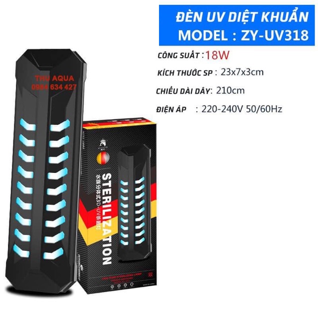 Đèn UV 2 bóng đôi ZHiyang diệt khuẩn, tảo cho hồ cá