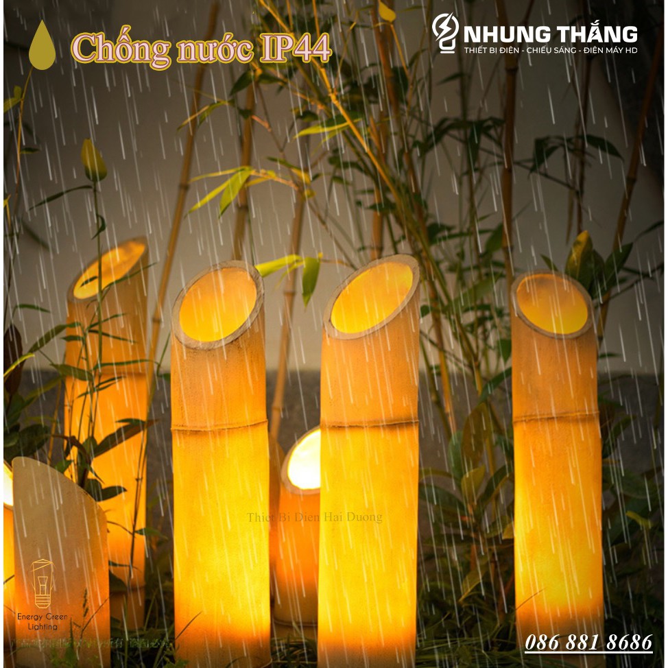 Đèn Sân Vườn Ống Tre Cao Cấp DSV-811 - Chất Liệu Gỗ Tre Bền Bỉ - Chống Nước IP44 - Sử Dụng Điện - Bảo Hành 12 Tháng