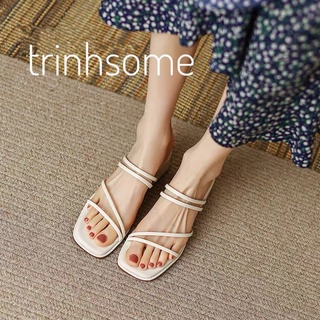 Sandal cao gót nữ 4 phân quai mảnh gót vuông