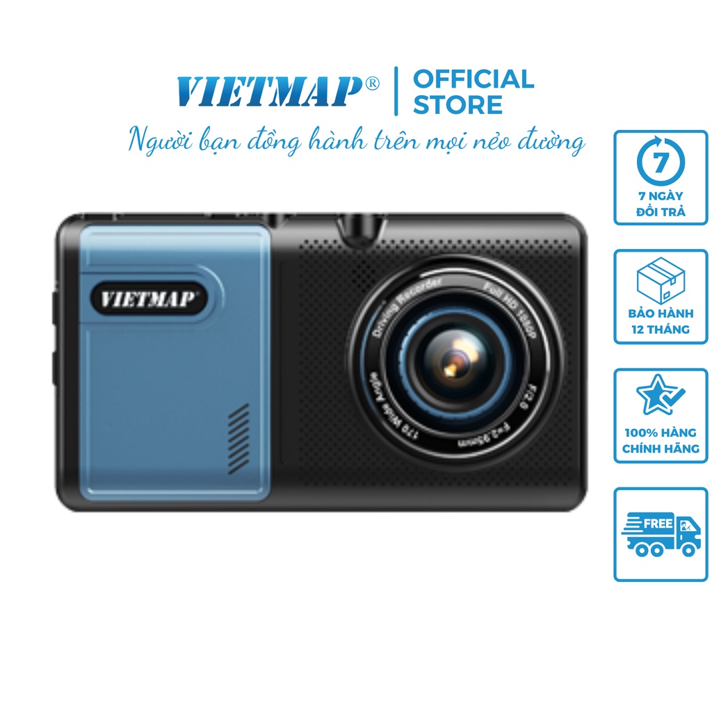 [Mã BMLT300 giảm 7% tối đa 300K đơn từ 499K] VIETMAP A50 - Camera Hành Trình Ô Tô Trước Sau + Dẫn Đường GPS + Thẻ 32GB