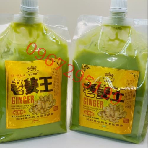 Túi xả gừng 1000ml  mềm mượt tóc, giảm gầu lưu thông kinh lạc.