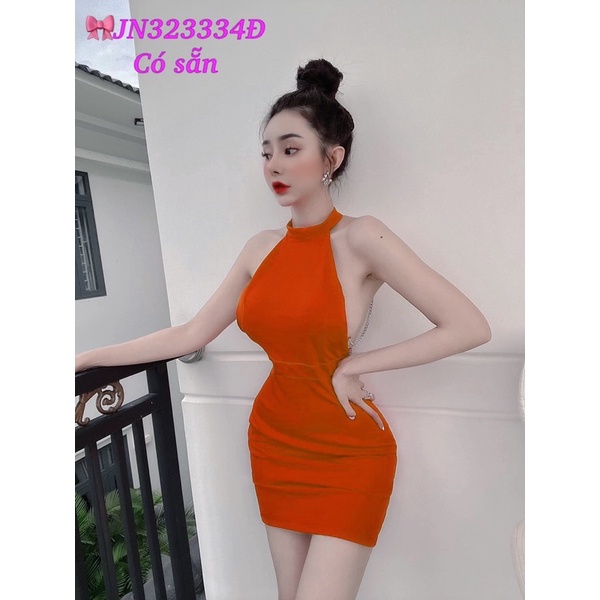 Đầm Body Yếm Dây Xích Có Mút Hình Thật + Clip Sp