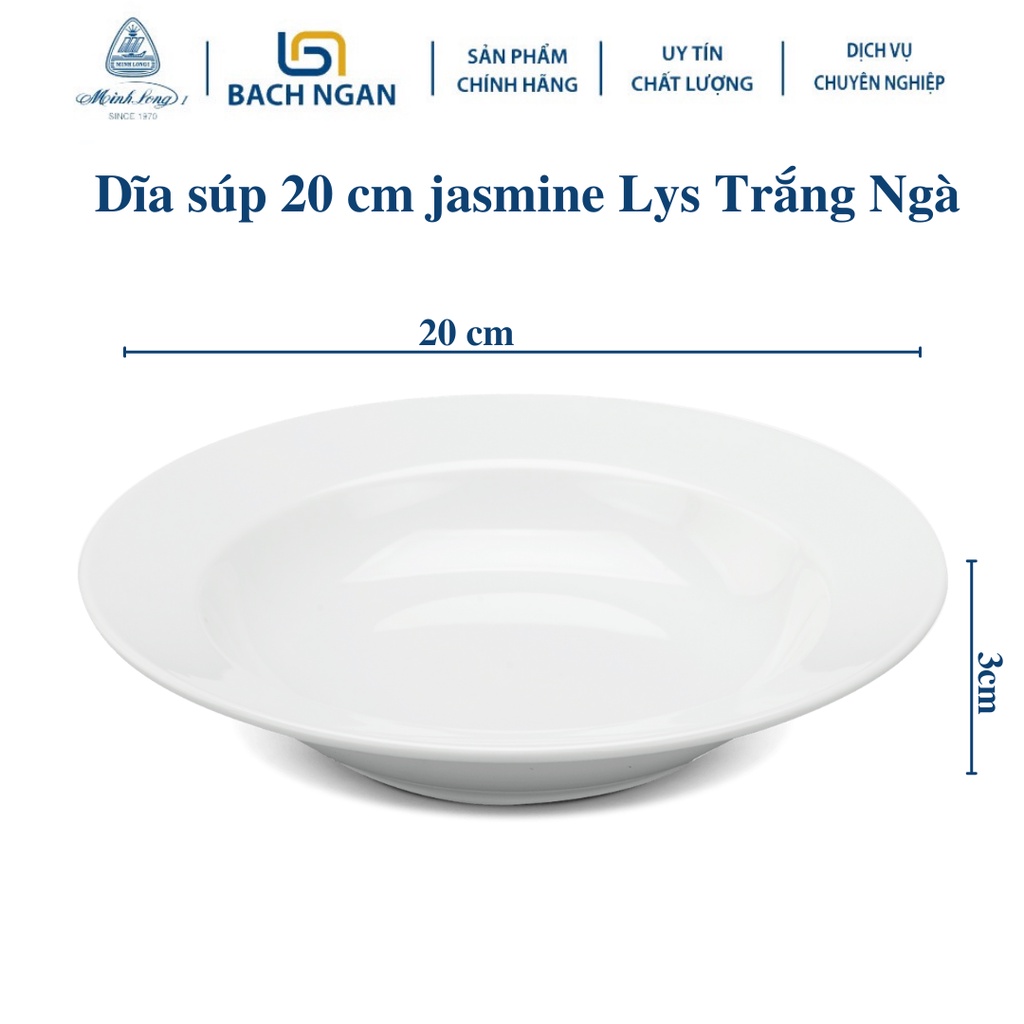 Dĩa súp Minh Long 20 cm Jasmine Lys Trắng Ngà