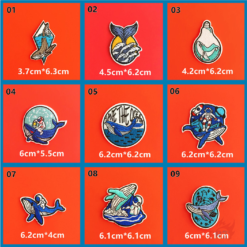 Miếng vá ủi quần áo họa tiết cá voi / phi hành gia độc đáo chất lượng cao