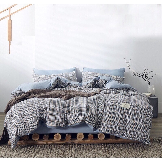 Bộ chăn ga cotton Tici kẻ cao cấp phong cách Hàn Quốc đủ size đủ màu ( không kèm ruột )