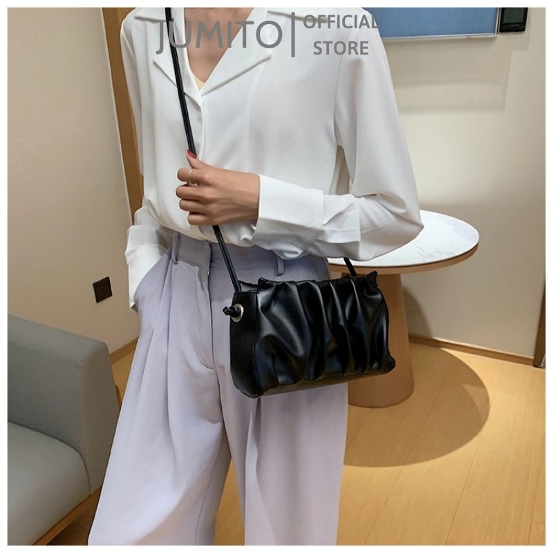 Túi xách nữ đeo chéo cầm tay rút dây da dúm Quảng Châu JUMITO SA1817