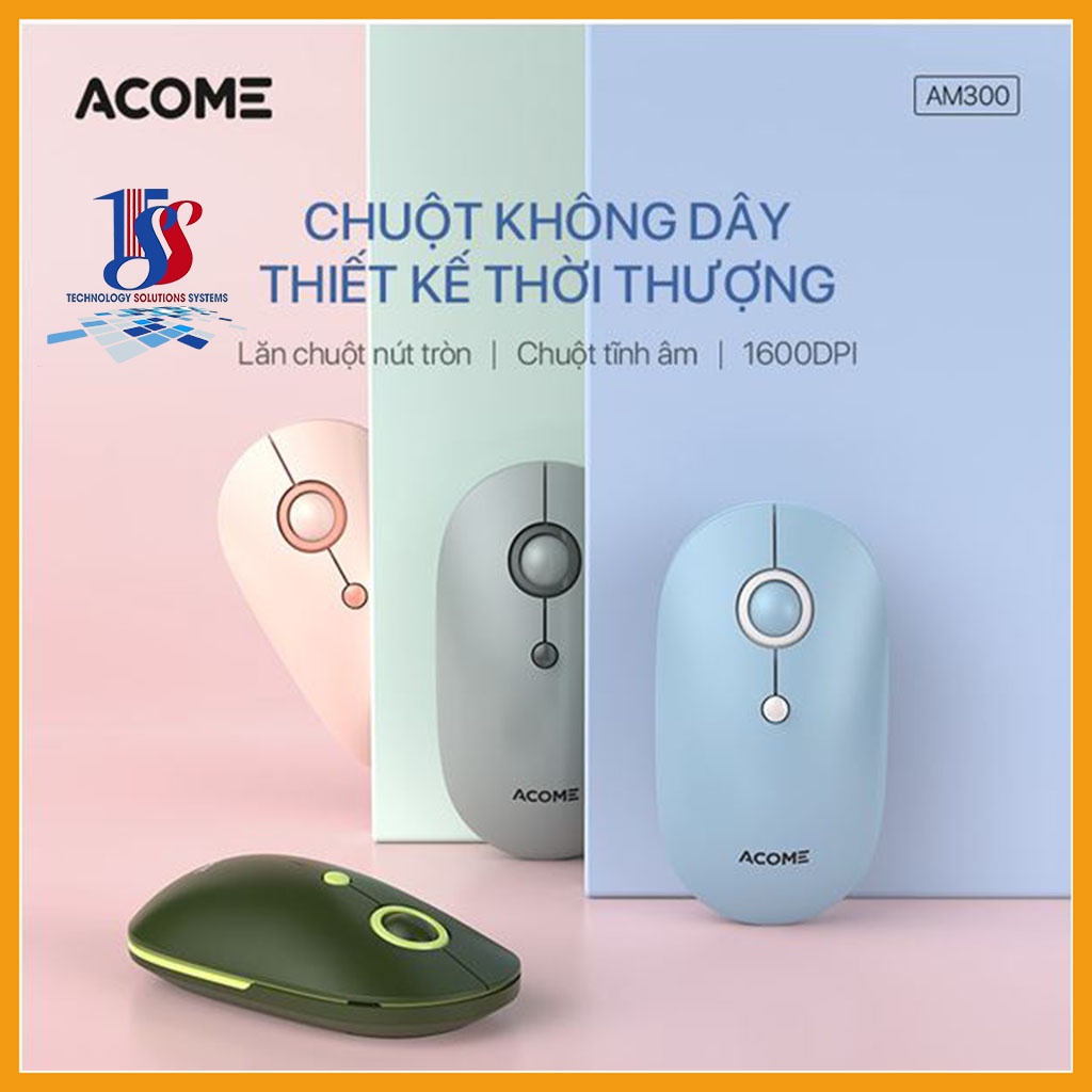 Chuột máy tính không dây ACOME AM300 2.4GHz Tĩnh Âmnhiều màu dễ thương lựa