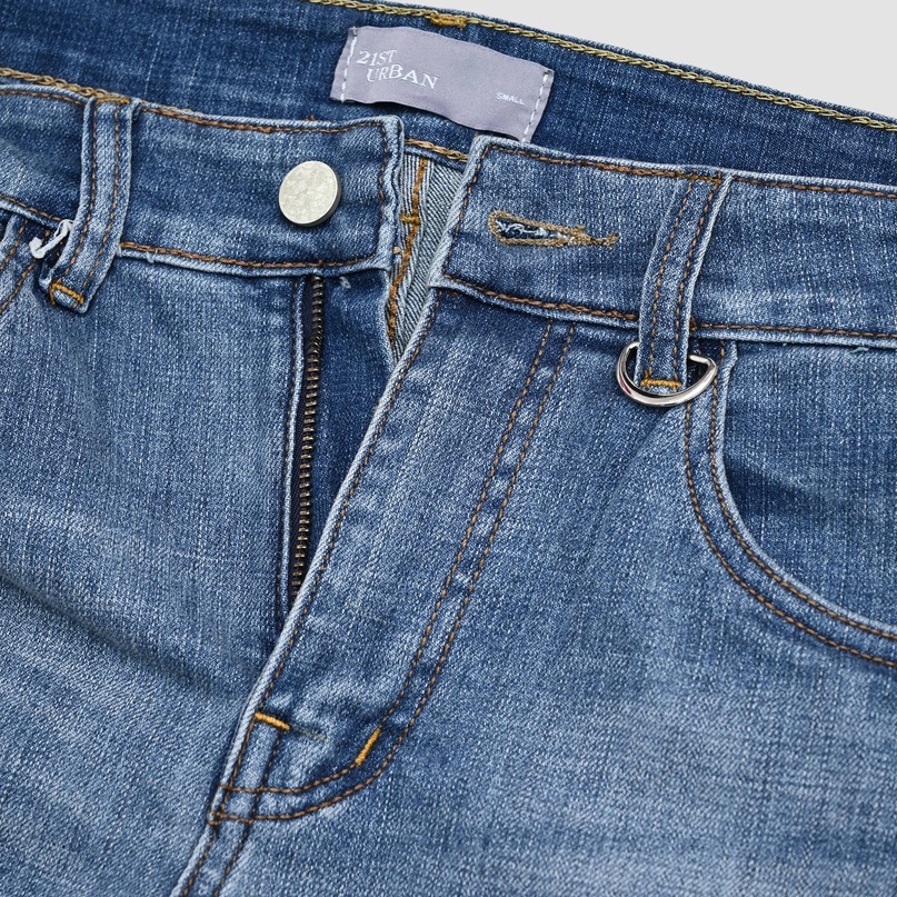 Quần jeans xanh mài rách dáng skinny ôm SS22 21ST URBAN Ripped Blue Skinny Klaus Jeans