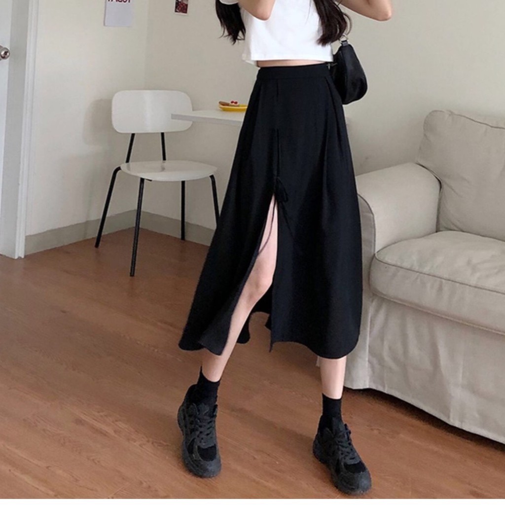 [Mã FAMAYWA giảm 10K đơn 50K] Chân Váy Nữ Midi Xẻ Đen Dáng Xòe Dài Siêu Chất CV08 | BigBuy360 - bigbuy360.vn